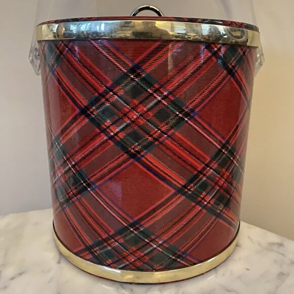 Vintage Ice Bucket Chest Red Plaid Tartan Car RV Display Camper RL Aesthetic - Picture 1 of 10